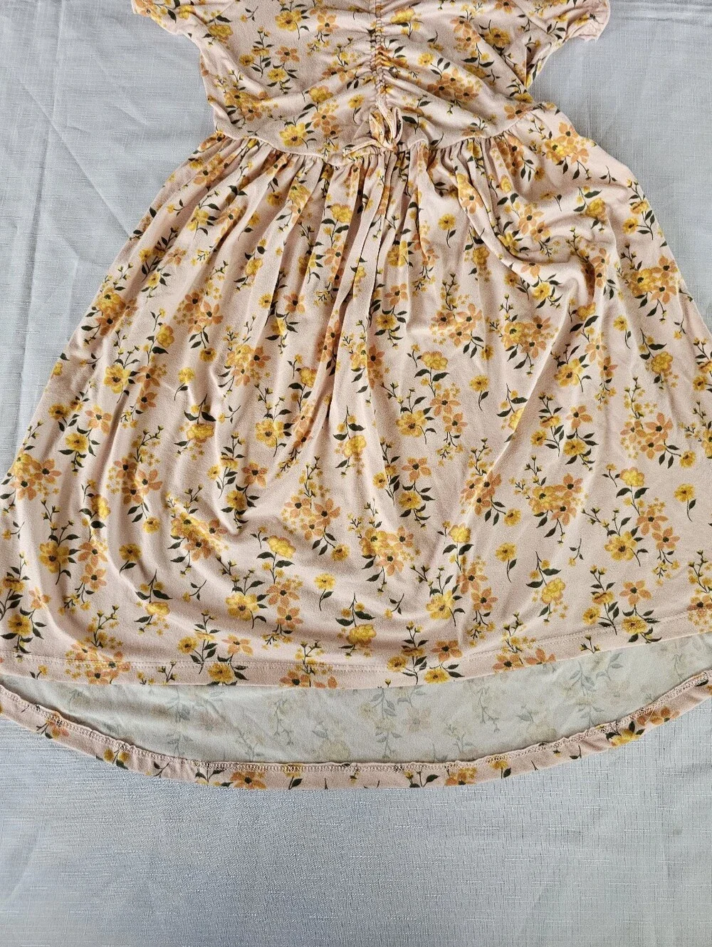 Girls Rule Peach Floral Short Sleeve Summer Dress Size 8 Knee Length Casual EUC
